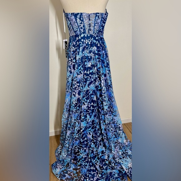 JOVANI 44151 | Blue Embellished Strapless Ball Gown | Floral | Women’s 14 - Picture 4 of 6